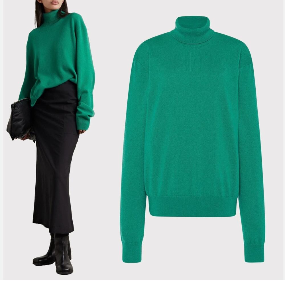 The Row Green Ciba 100% cashmere turleneck sweater sz Small